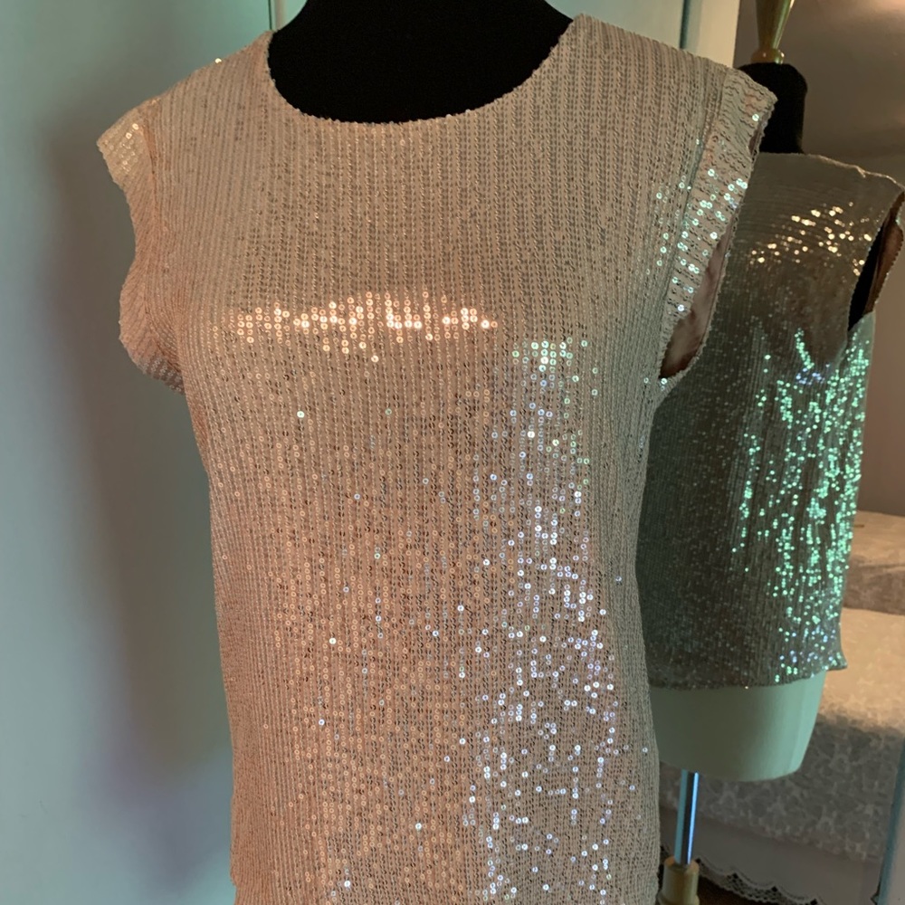 J. Crew blush pink sequined tank